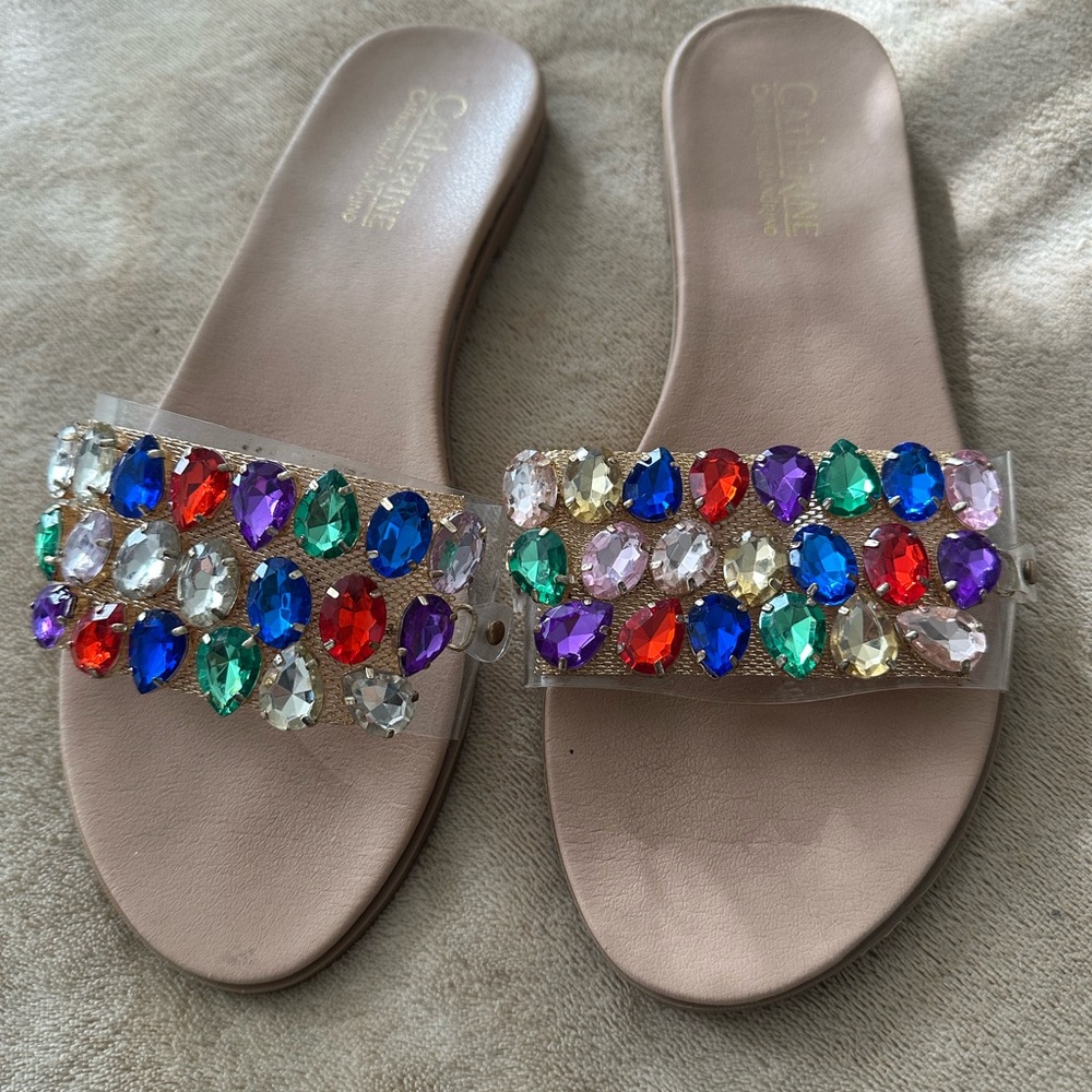 Colorful Gemstone Slide Sandals